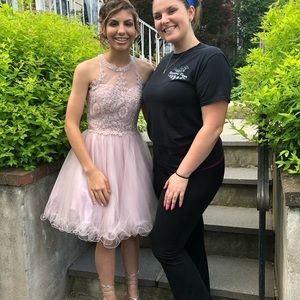Pink Jewel covered Semi-Formal Dress
